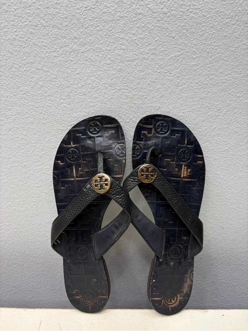Tory Burch Black Leather Thora Sandals Size 8